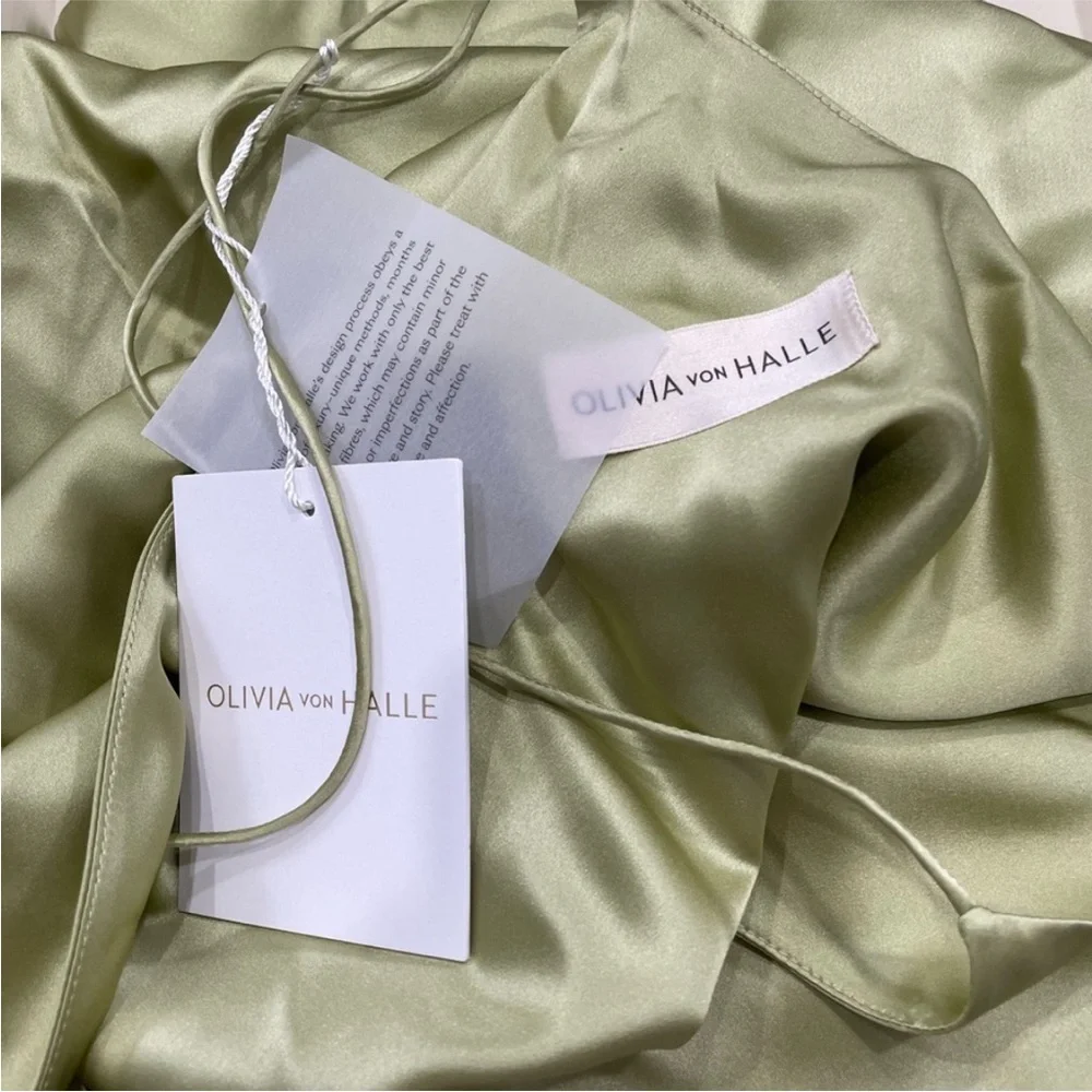 Olivia von Halle Light Green Silk Satin Cami & Shorts Set